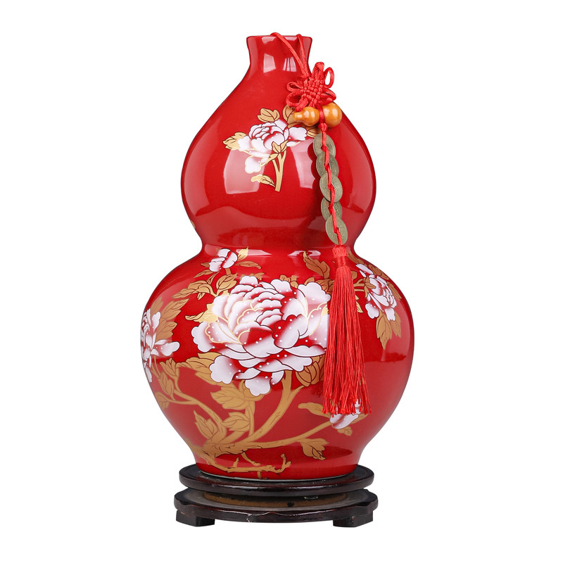大红葫芦五帝钱挂件摆件客厅饰品