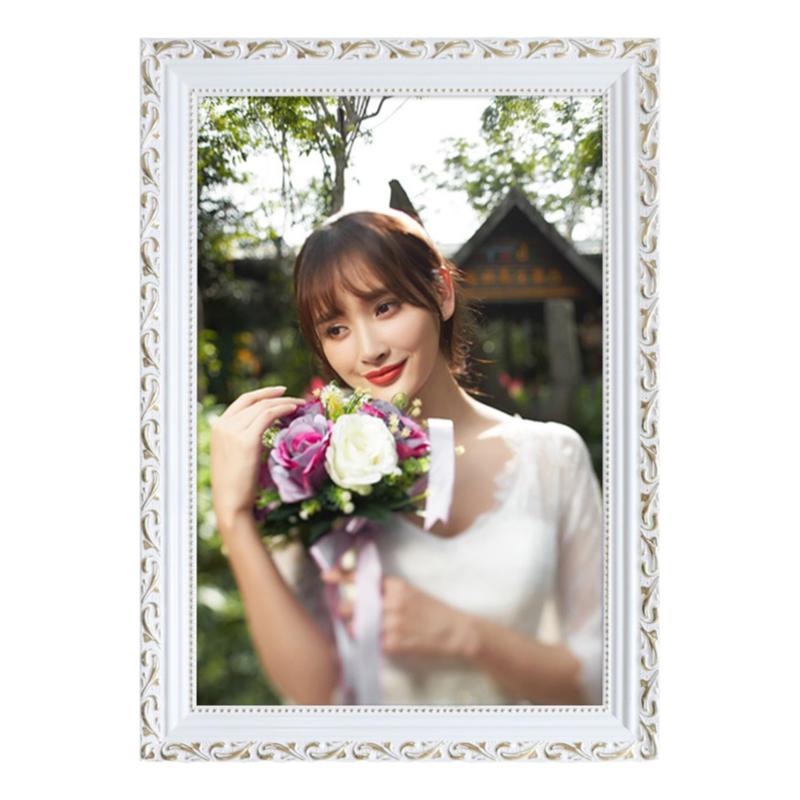 欧式实木婚纱照相框挂墙冲洗打印放大照片加带做成结婚照定制摆台