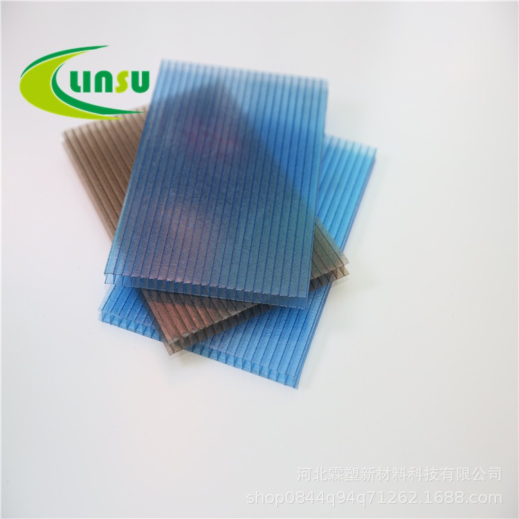 湖蓝pc阳光板5mm车棚屋顶十年大棚双层温室阳光板中空材料