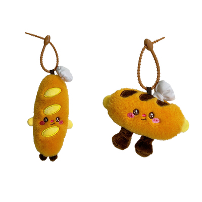 创意牛角包毛绒挂件法棍钥匙扣