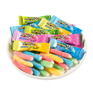 迷你维c夹心酸条棒果汁酸砂软糖混合水果味过新年货糖果零食批发
