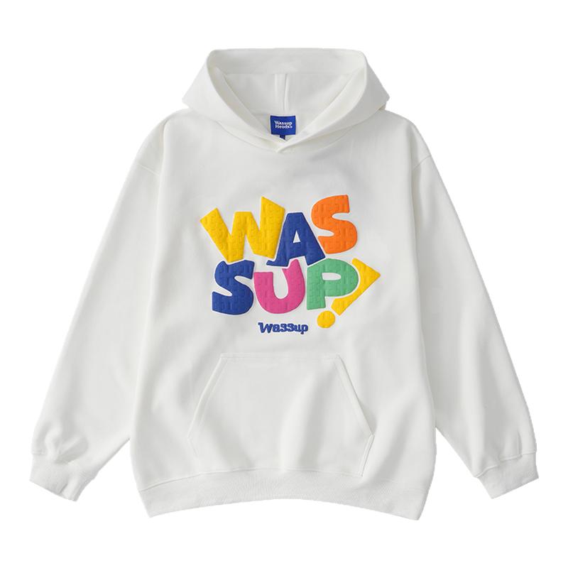 WASSUP彩虹字母发泡重磅卫衣男女