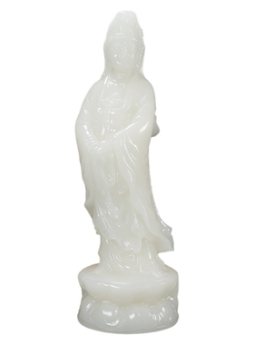 天然白玉观音佛像保平安摆件