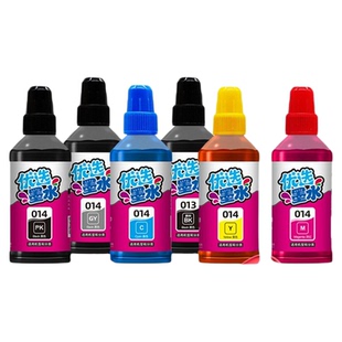 另色鬼连供墨水兼容爱普生喷墨打印机L8168 L8188墨仓打印机013 014墨水颜料黑BK 6色染料填充 文本打印100ML