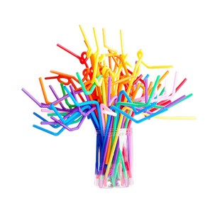 彩色艺术吸管弯曲造型diy加长一次性饮料pp吸管26cm果汁饮料杯管