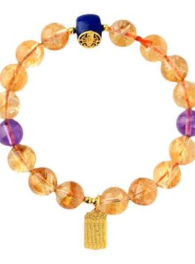 天然水晶黄阿塞手链水晶原创女生