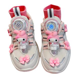 女童春款旋转纽扣运动鞋网面透气儿童老爹鞋女款春季双网网鞋轻便