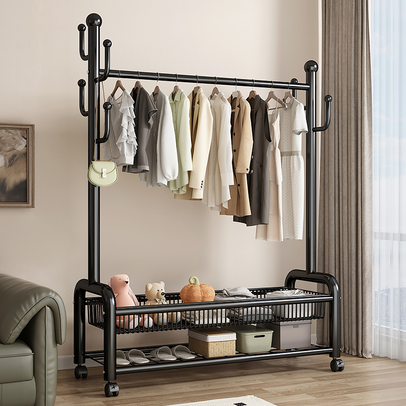 衣帽架落地卧室家用房间挂衣架置物晾衣架简易移动收纳挂衣服架子