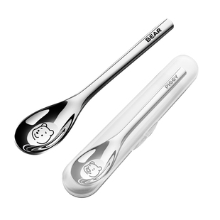 316L不锈钢勺子婴幼儿童喂吃饭小汤匙宝宝辅食专用调羹元宝勺餐具