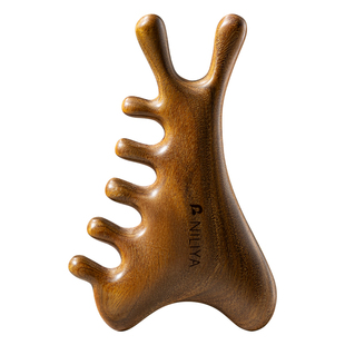 妮丽雅S2四合一多功能头皮按摩梳头部毛囊刮痧疏通经络檀木梳子