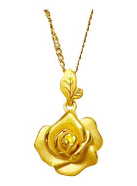 纯银新款18K金玫瑰花项链
