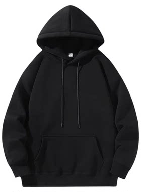 500g重磅纯黑连帽卫衣男oversize