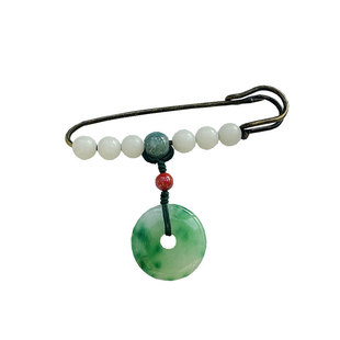 古朴文艺国风百搭菩提翡翠平安扣毛衣围巾披肩大别针胸针固定扣