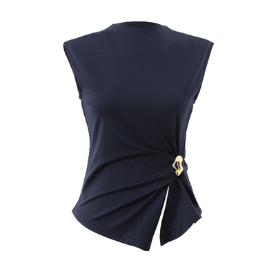 SINGLE MOMENT 25SS夏季新款法式显瘦修身无袖立裁扭花背心套装