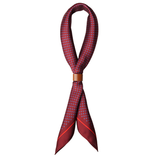 Vintage酒红碎花男士丝巾花卉复古柔软领巾衬衫小围巾波点小方巾