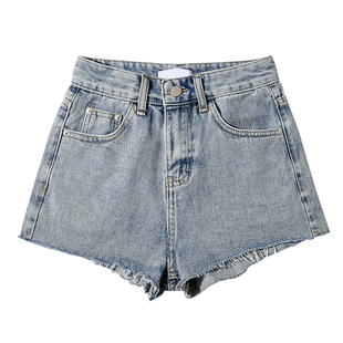 liviahome 美式性感包臀毛边牛仔短裤女春夏新款高腰超短热裤ins