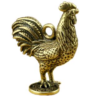手工黄铜复古公鸡个性汽车钥匙扣小挂件招财进宝12十二生肖鸡吊坠