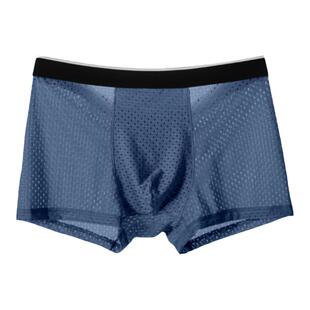 冰丝全网孔大码男士内裤男款纯棉裆中腰平角裤透气冰感四角裤舒适