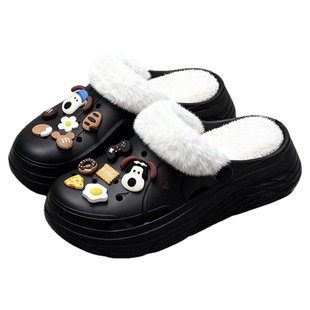 手术室棉拖鞋男款2025新款加绒保暖医生底棉鞋毛绒洞洞鞋女可拆卸