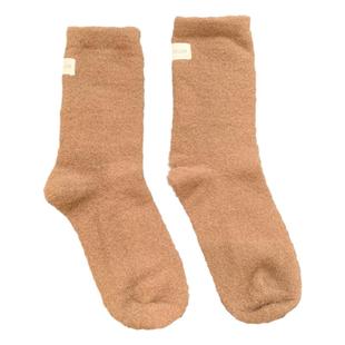 冬季新款羊毛绒韩袜东大门街头女袜加厚保暖后袜筒标签字母中筒袜