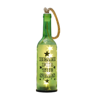 工艺切割玻璃瓶创意发光红酒瓶LED灯串悬挂提绳幸运星星瓶许愿瓶