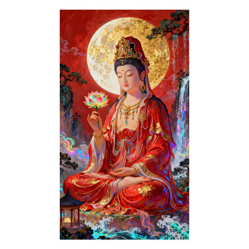 2026年新款钻石画方钻红衣观音菩萨赐福祈福佛像满粘点贴钻十字绣