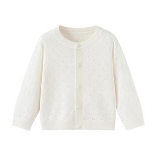 babylove婴幼儿外套夏季薄款男女宝宝针织开衫外穿百搭衣服空调衫