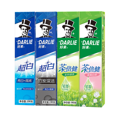 好来黑人超白竹炭深洁牙膏190克g茶倍健龙井绿茶茉莉白茶正品90克