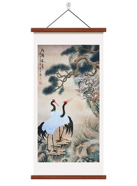 新中式松鹤延年三联挂画