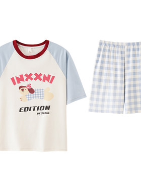 2026夏季新款亲子装短袖儿童睡衣纯棉套装一家三口四人母女家居服