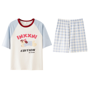 2026夏季新款亲子装短袖儿童睡衣纯棉套装一家三口四人母女家居服