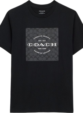 COACH/蔻驰奥莱男士经典标志SQUARE T恤