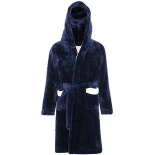 【英短撸猫绒】爱美丽睡衣男秋冬加厚双层法兰绒带帽长袖家居睡袍