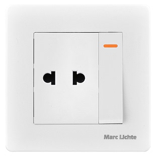 86型一开二孔插座2孔带开关家用单二孔二插10a电源暗装插座面板