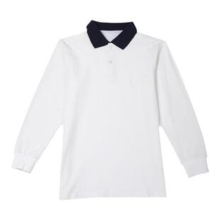 校服polo衫长袖高中生初中学生藏青白色上衣长裤男女情侣网红套装