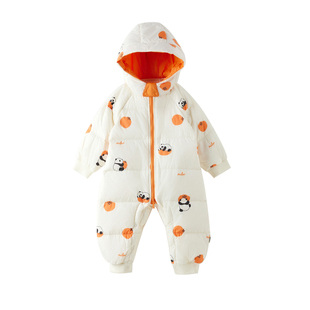 米乐熊婴儿衣服冬装保暖防寒衣外套外出服哈衣宝宝羽绒服连体衣