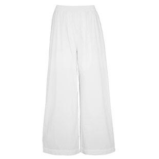 WellD 100%棉 轻盈纸感微皱松弛感高腰阔腿直筒裤休闲裤女