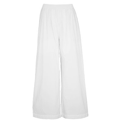 100%棉轻盈纸感微皱高腰阔腿裤