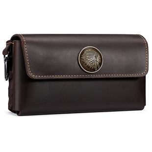 大号牛皮双层手机包腰包男士横款两部手机穿皮带真皮手拿挂腰皮套