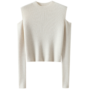 活力满满!官方100%纯山羊绒衫女圆领纯羊绒毛衣落肩针织衫秋冬季