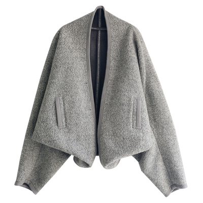 徐大脸吖定制 慵懒松弛感蝙蝠袖圈圈呢开衫秋冬廓形70%羊毛外套女