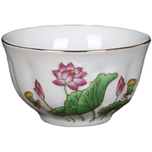 吉祥描金浮雕莲花供碗山花玉瓷系列莲花供水碗 观音莲花碗供佛具