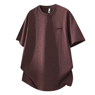 SLASH 高级感简约主义纯棉短袖T恤男夏季竹节棉宽松圆领半袖体恤