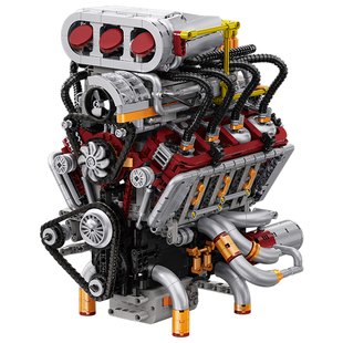 【顺丰包邮】异启积木v8发动机模型汽车男孩拼装玩具积玩视界推荐