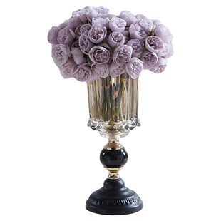 法式中古风花瓶桌面装饰摆件复古高级感家居花器客厅玻璃桌面花瓶