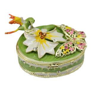 金属工艺品珐琅彩蜂鸟蝴蝶蝶恋花戒指收纳盒欧式包邮可爱家居摆件