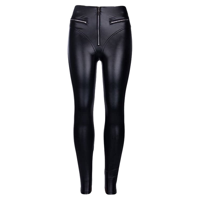 Black tight high waisted leather pants  女士黑色紧身高腰皮裤