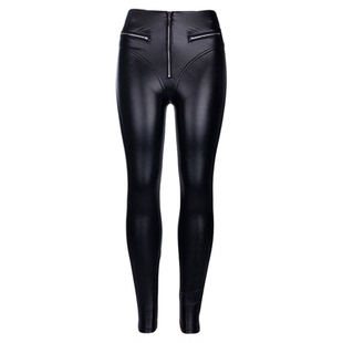Black tight high waisted leather pants  女士黑色紧身高腰皮裤