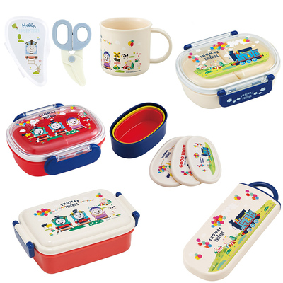 现货日本制托马斯小火车幼儿童餐具SKATER小学生水杯叉勺筷子饭盒