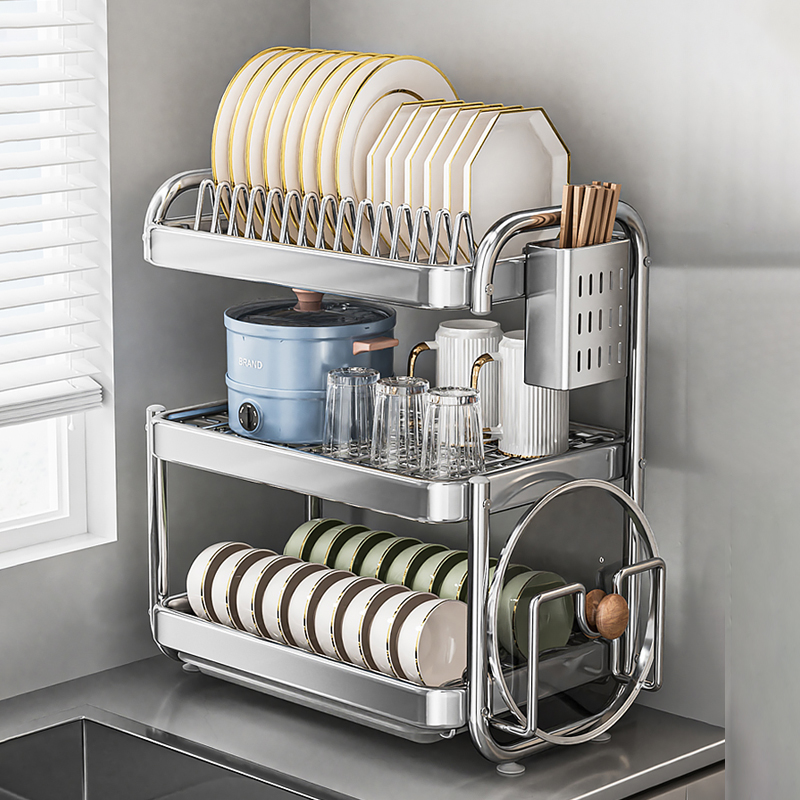不锈钢碗碟收纳架碗柜家用碗盘沥水置物架架新款架厨房碗2025碗筷